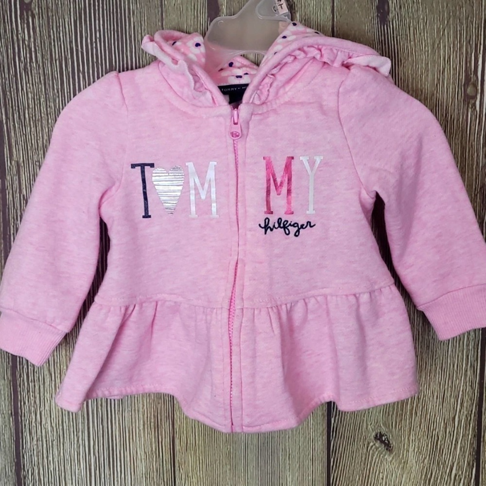 Tommy Hilfiger Girls Hoodie Sz  12M Girls Pink Zip